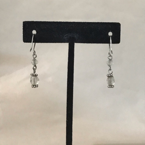 Vintage silver & bead dangle earrings - Picture 3 of 6